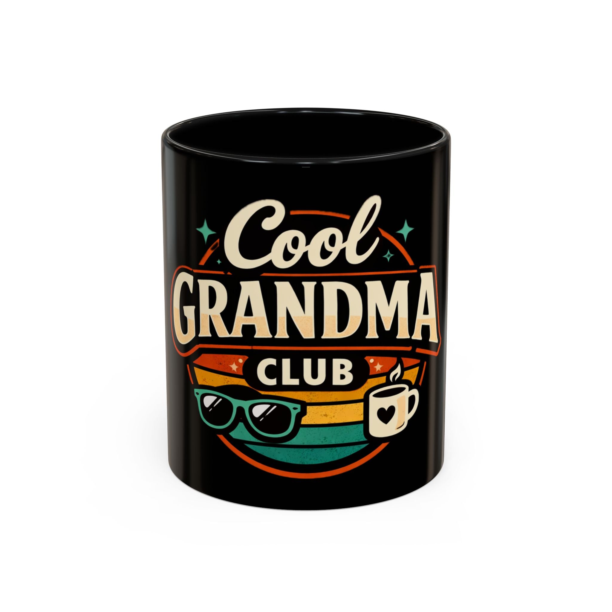 Cool Grandma Club Accent Coffee Mug — Retro Sunglasses & Coffee Design (11/15oz)