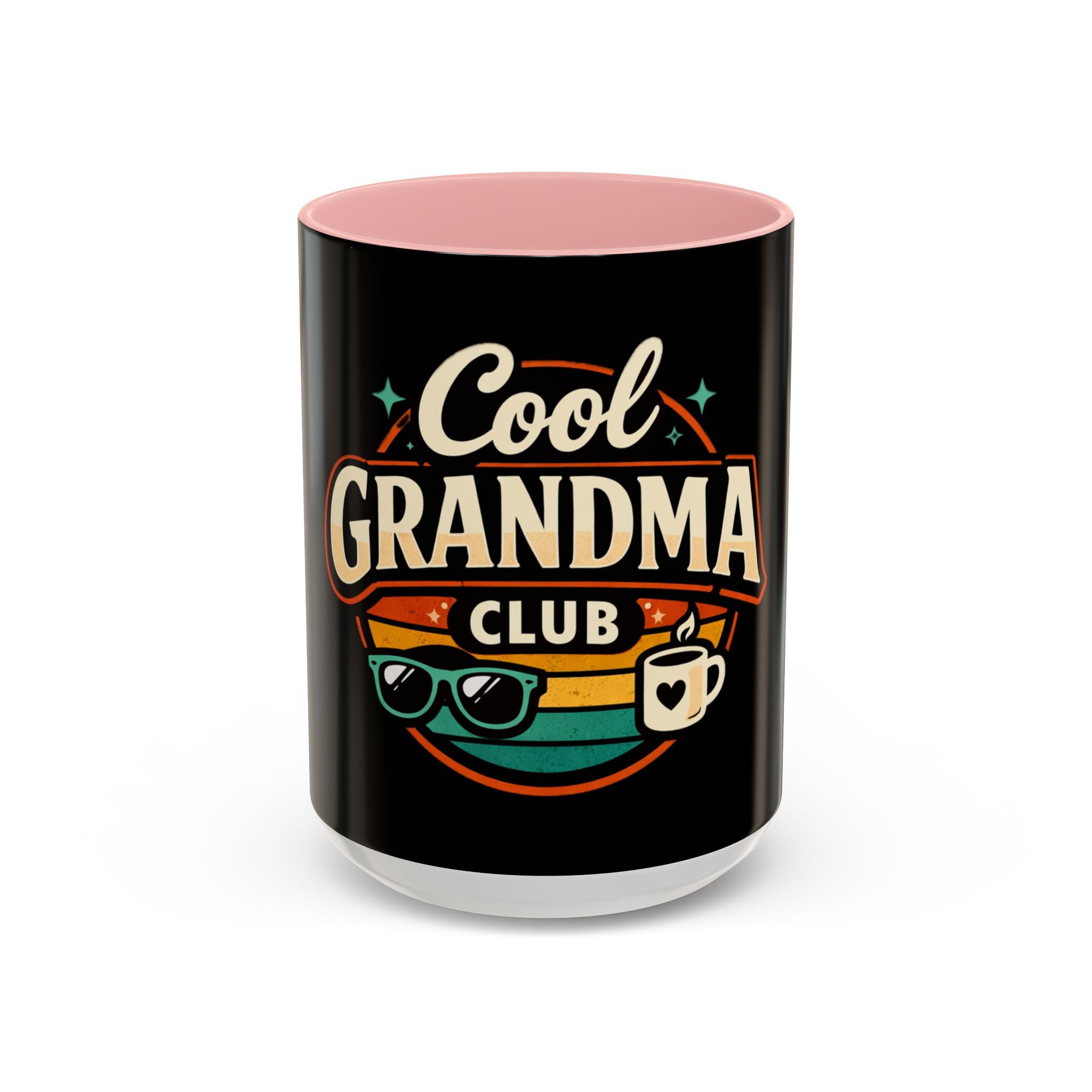 Cool Grandma Club Accent Coffee Mug — Retro Sunglasses & Coffee Design (11/15oz)
