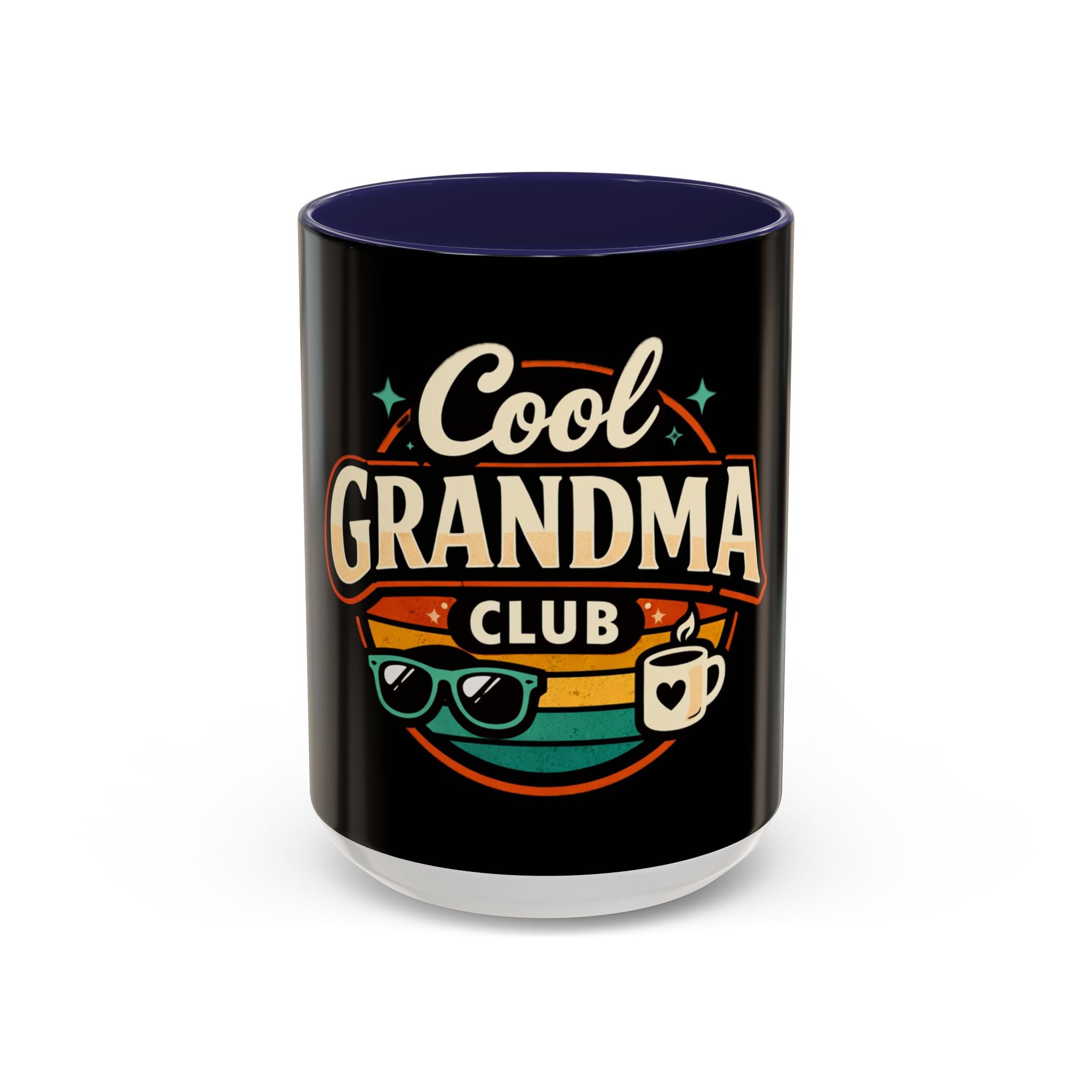 Cool Grandma Club Accent Coffee Mug — Retro Sunglasses & Coffee Design (11/15oz)