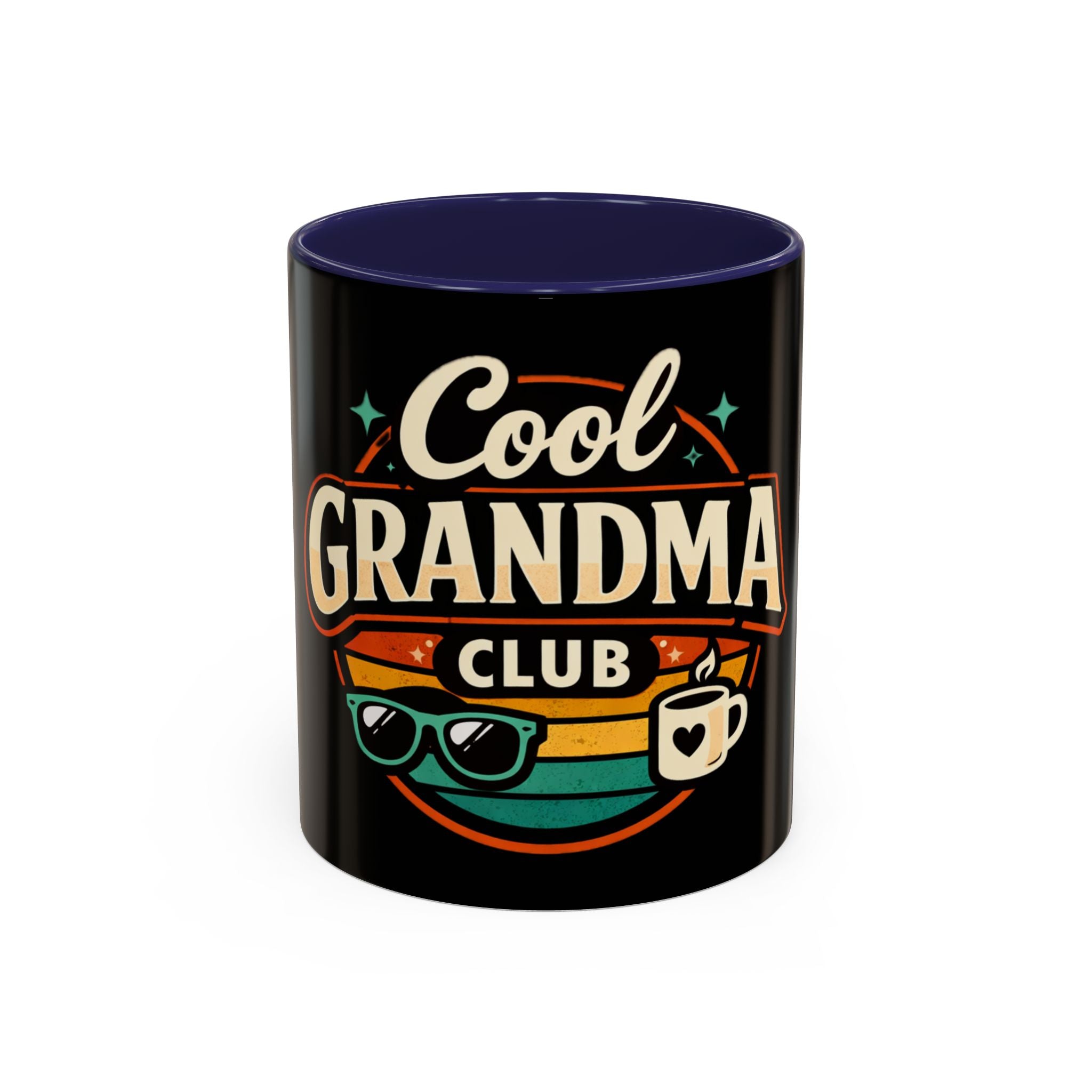 Cool Grandma Club Accent Coffee Mug — Retro Sunglasses & Coffee Design (11/15oz)