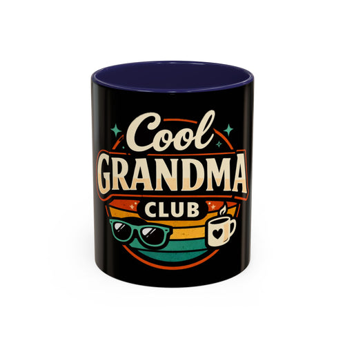 Cool Grandma Club Accent Coffee Mug — Retro Sunglasses & Coffee Design (11/15oz)