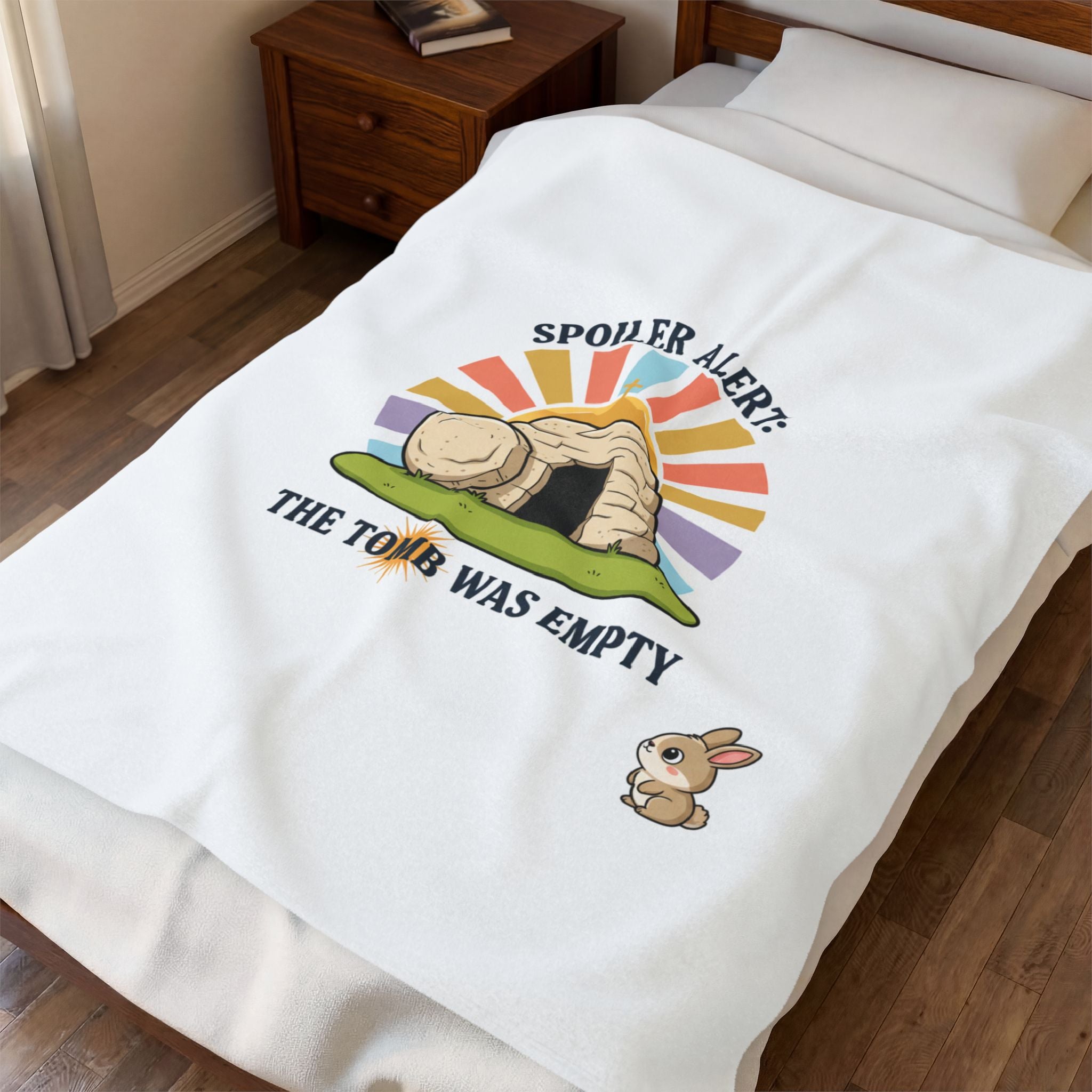 Spoiler Alert The Tomb Was Empty Velveteen Plush Blanket, Christian Easter, He Is Risen