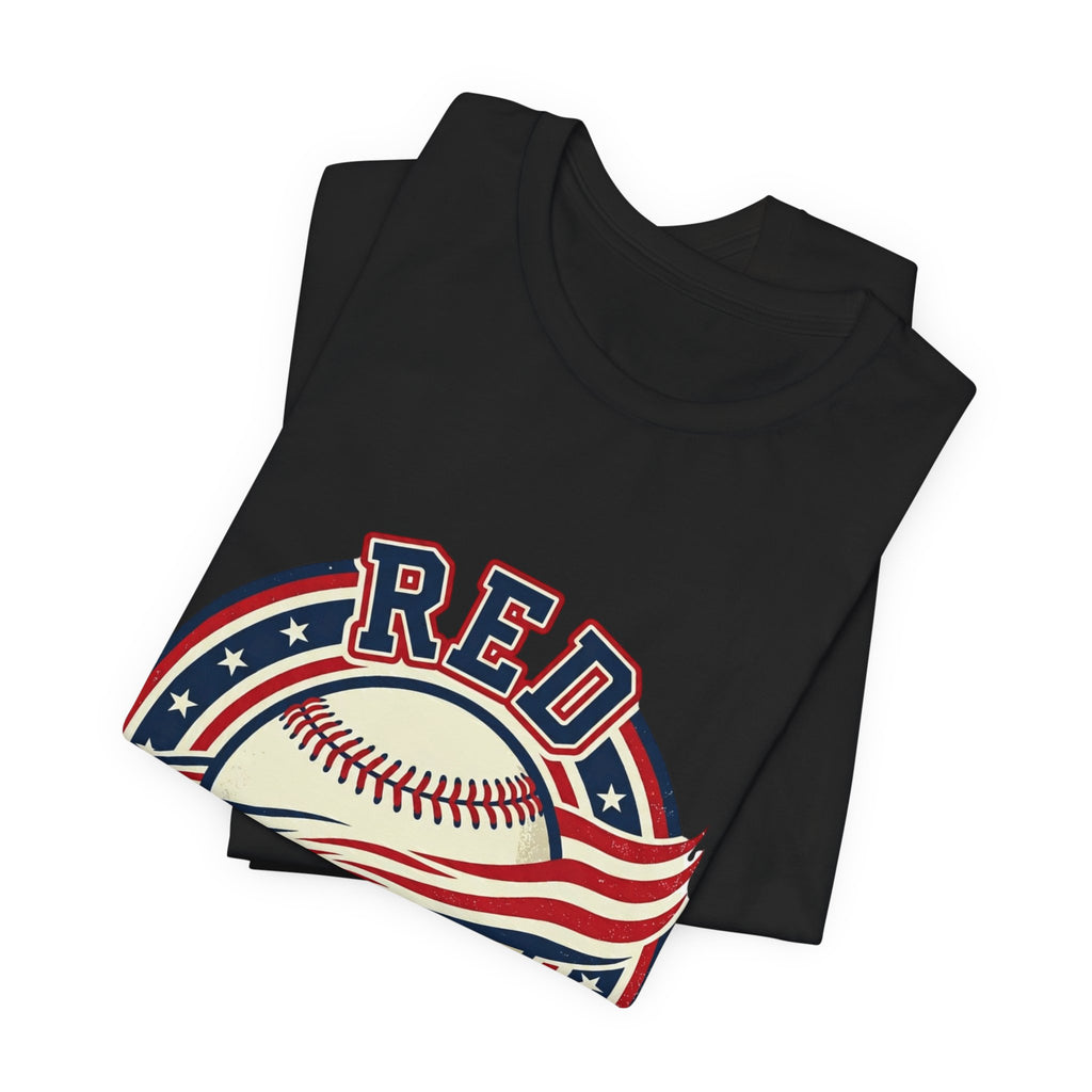 Red White & Ball Vintage Baseball Shirt | Patriotic Baseball Tee