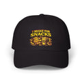 I Brake For Snacks Dad Cap – Funny Snack Lover Hat, Embroidered Chips & Cookies Design