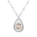 Floral MOM Oval Necklace | Teardrop Locket Pendant