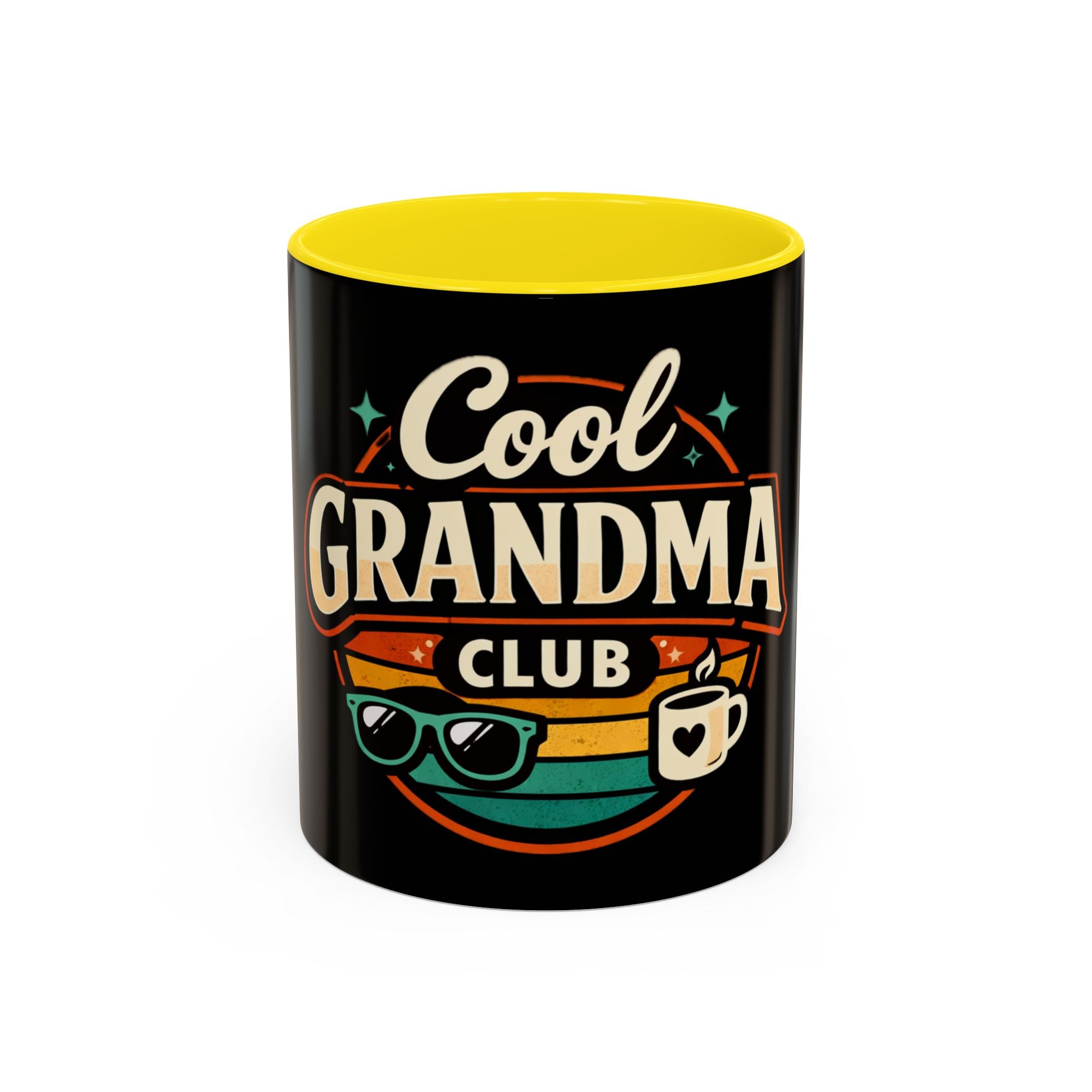 Cool Grandma Club Accent Coffee Mug — Retro Sunglasses & Coffee Design (11/15oz)