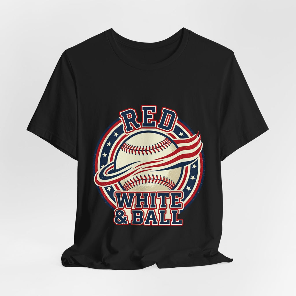 Red White & Ball Vintage Baseball Shirt | Patriotic Baseball Tee