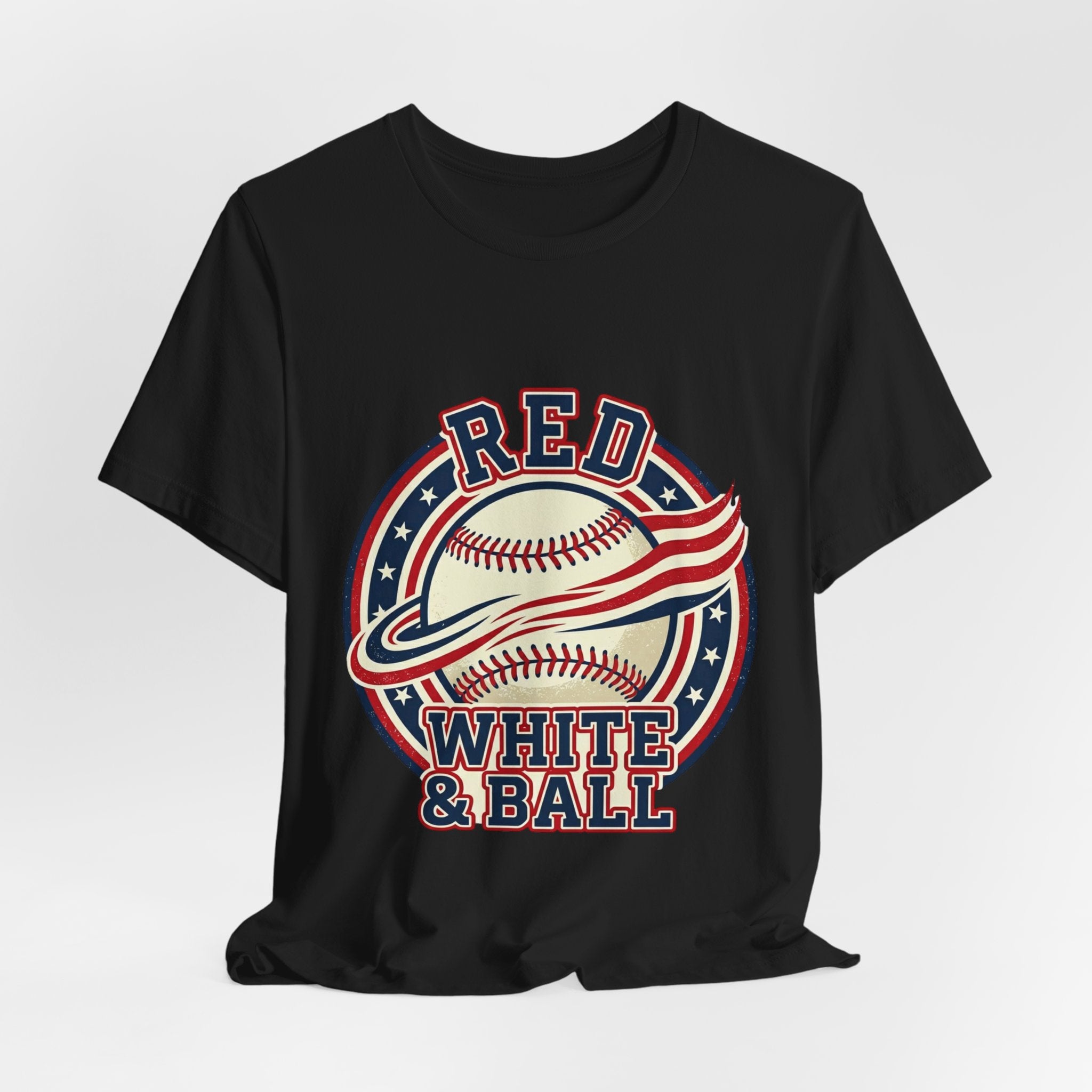 Red White & Ball Vintage Baseball Shirt | Patriotic Baseball Tee