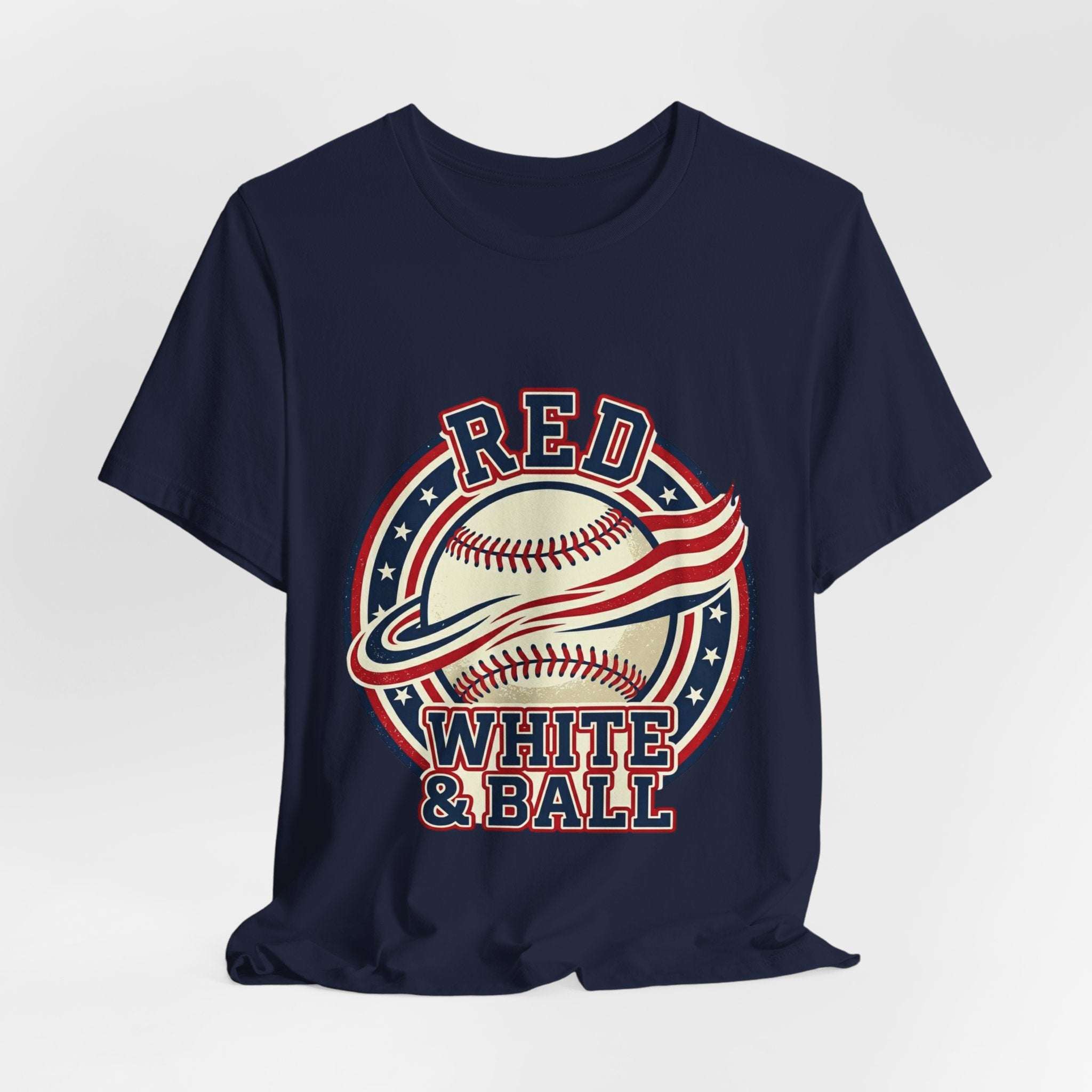 Red White & Ball Vintage Baseball Shirt | Patriotic Baseball Tee