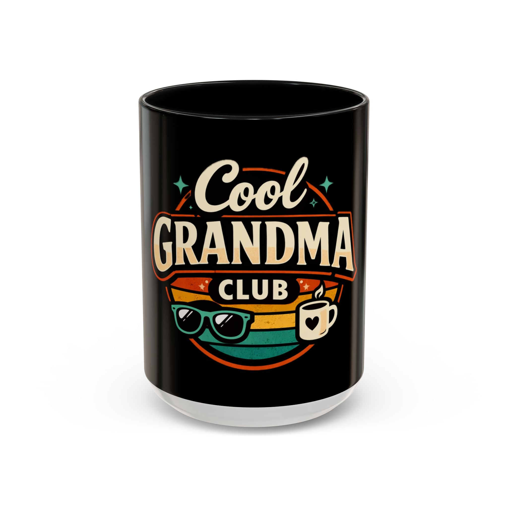 Cool Grandma Club Accent Coffee Mug — Retro Sunglasses & Coffee Design (11/15oz)